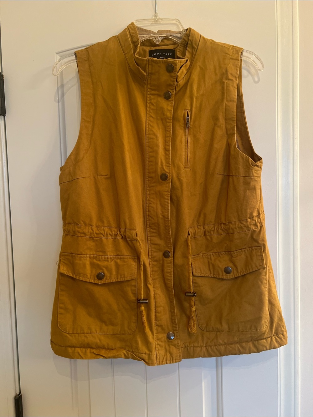 Love Tree Women's Mustard Utility Vest with Front Pockets